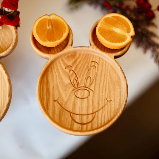 Mouse-Shaped Wooden Snack Plate – Personalized Serving Tray