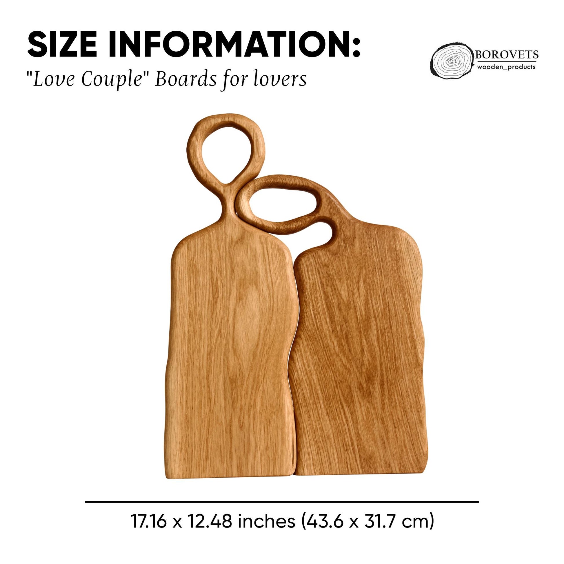 Set of 2 Oak Cutting Boards – Wedding Gift, Housewarming Gift, Christmas Gift, Wooden Serving Boards, Gift for Couple