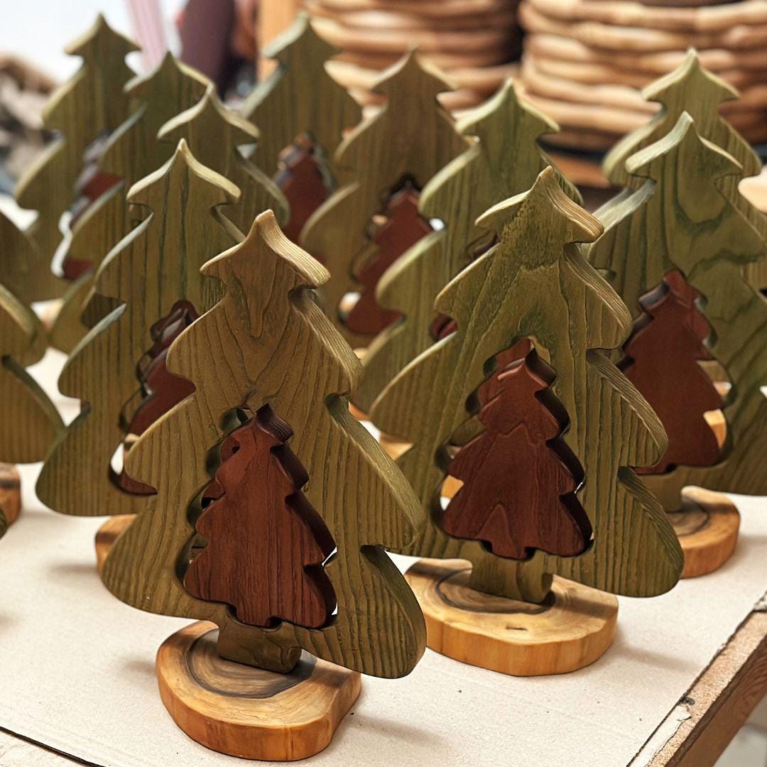 Rustic Wooden Christmas Tree Decor