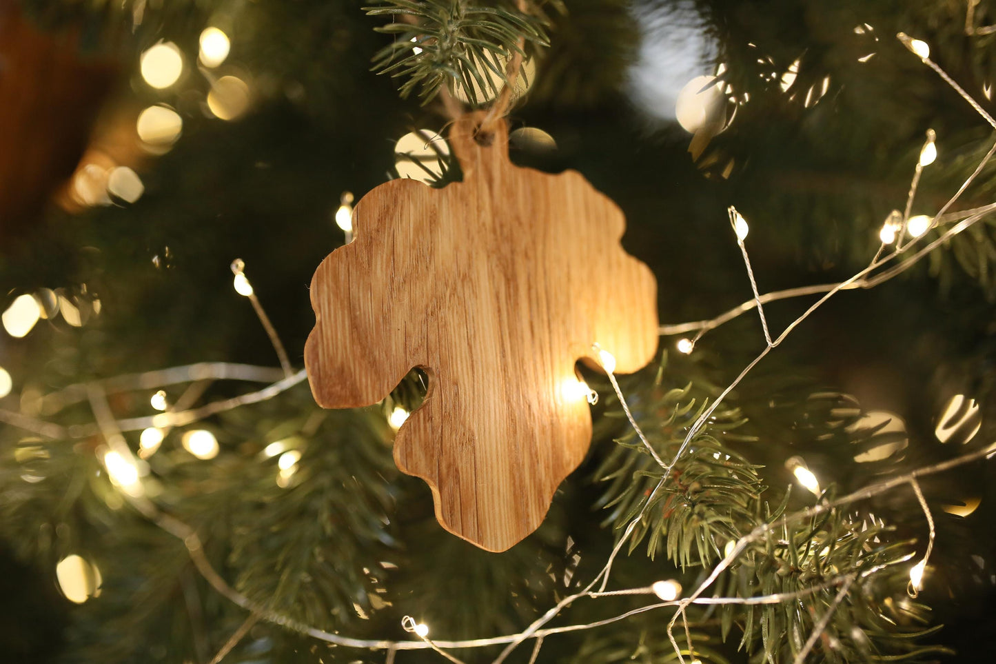 Set of 6 Wooden Leaf Christmas Ornaments