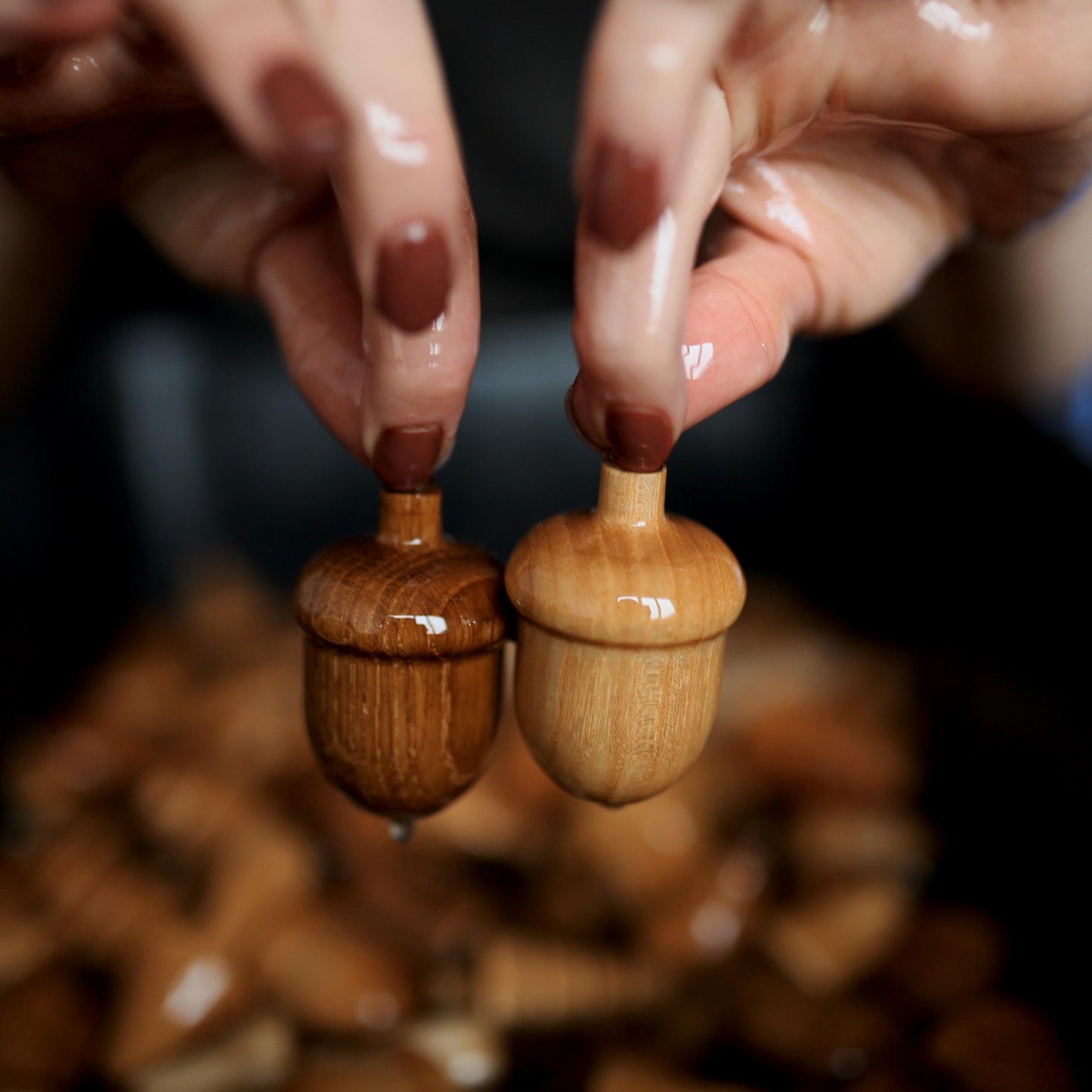 Handmade Wooden Christmas Ornaments Set – Tree, Acorn & Mushroom | Rustic Xmas Tree Decorations, Eco Friendly Holiday Decor, 