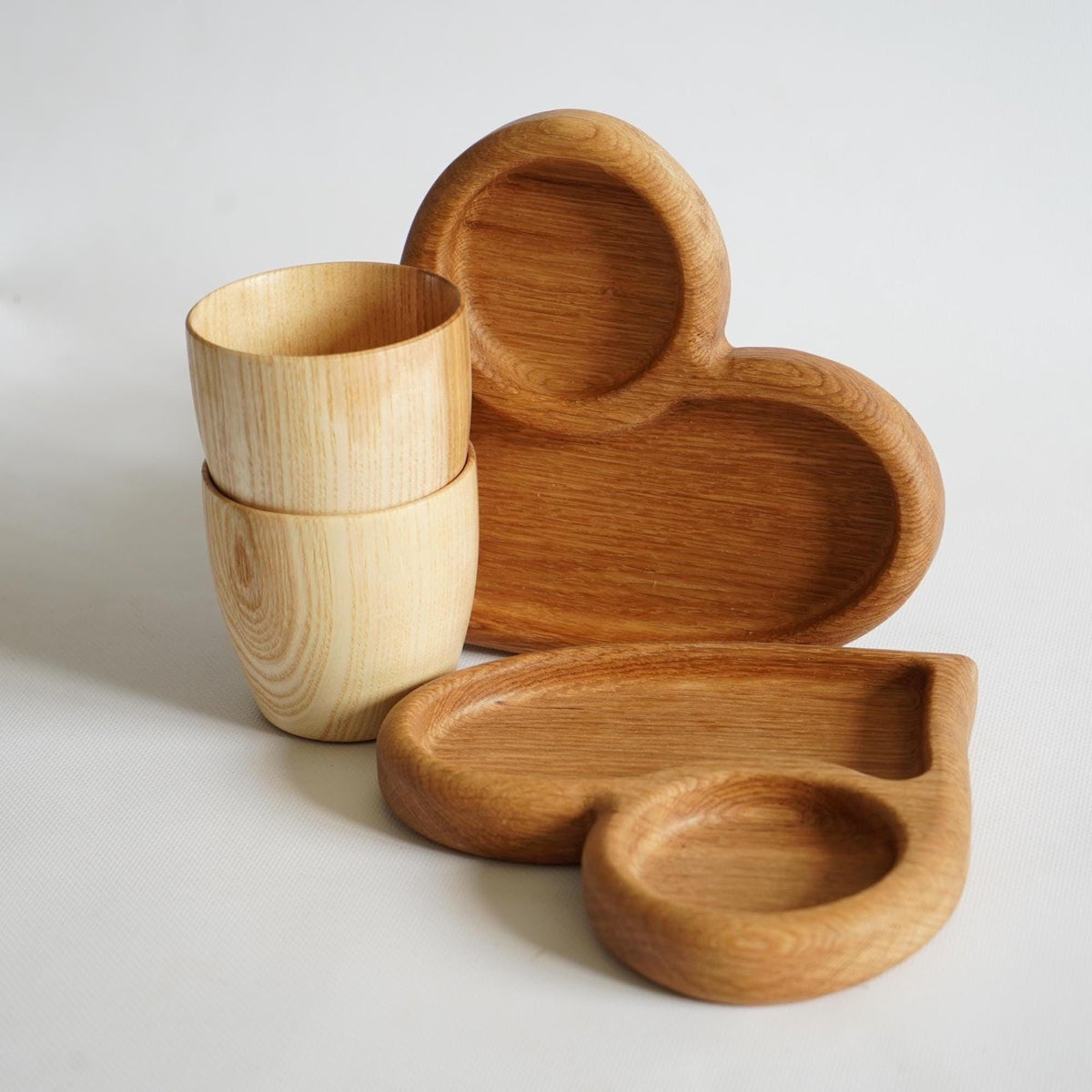 Heart Plate & Wooden Cup Set – Christmas Gift, Wedding Gift for Couple, Valentine's Day Gift, Anniversary Gift, Coffee, Tea S
