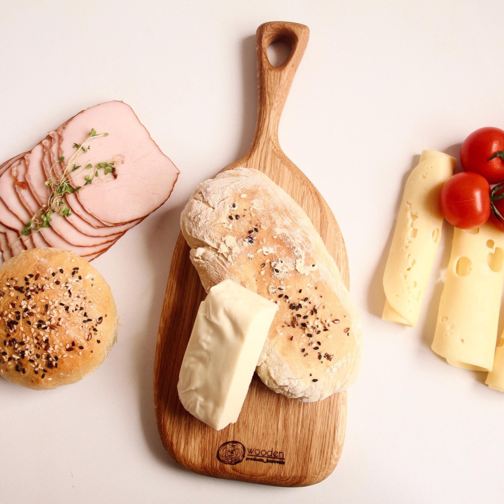 Oak Cutting Board Set with Stand – Wedding Gift, Housewarming Gift, Christmas Gift, Wooden Serving Board Set, Gift for Family