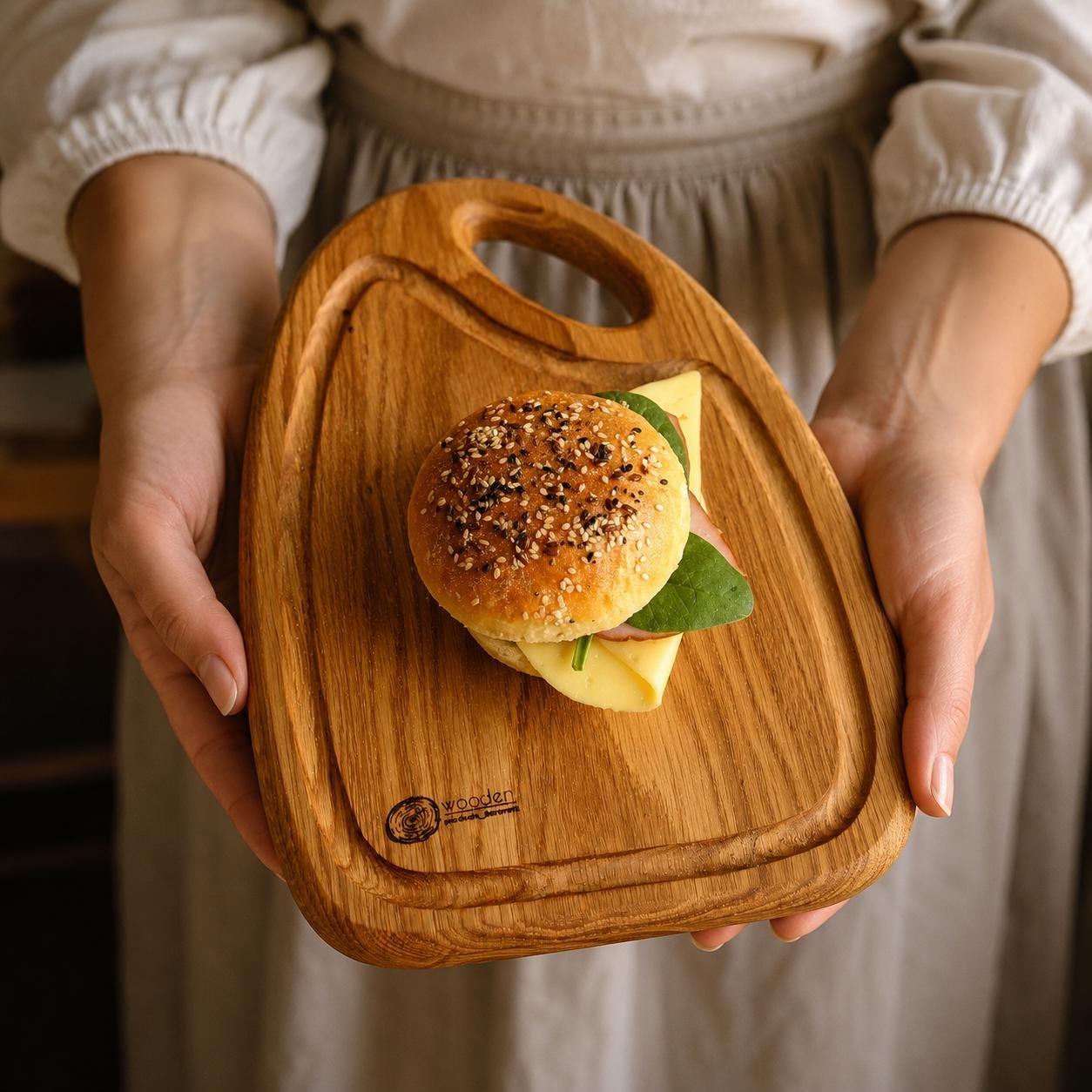 Oak Cutting Board Set with Stand – Wedding Gift, Housewarming Gift, Christmas Gift, Wooden Serving Board Set, Gift for Family