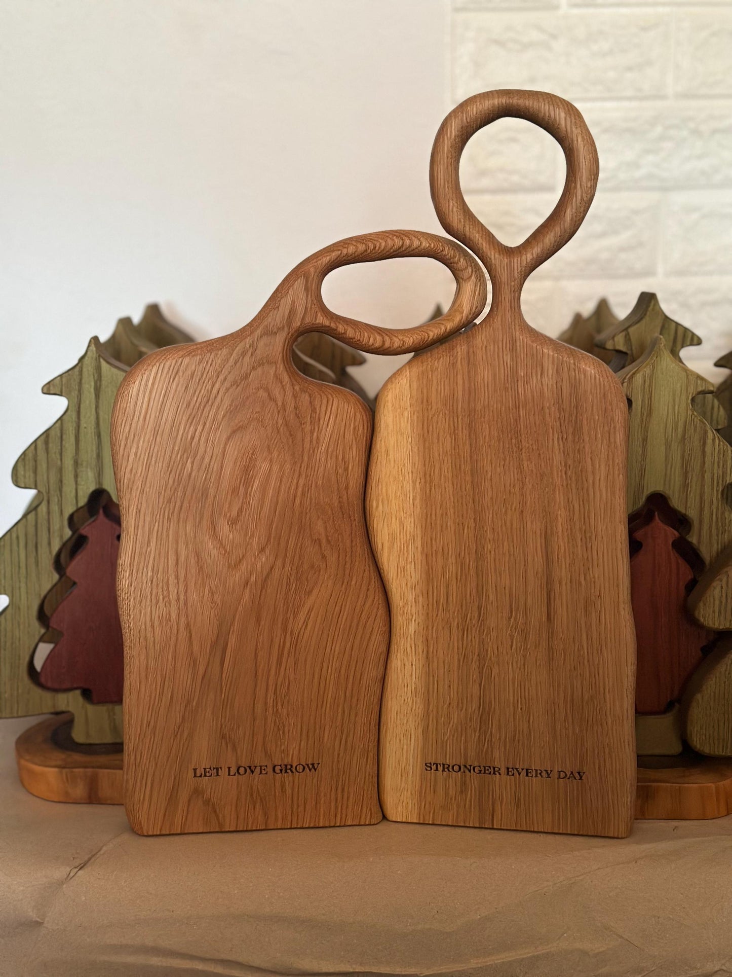 Set of 2 Oak Cutting Boards – Wedding Gift, Housewarming Gift, Christmas Gift, Wooden Serving Boards, Gift for Couple