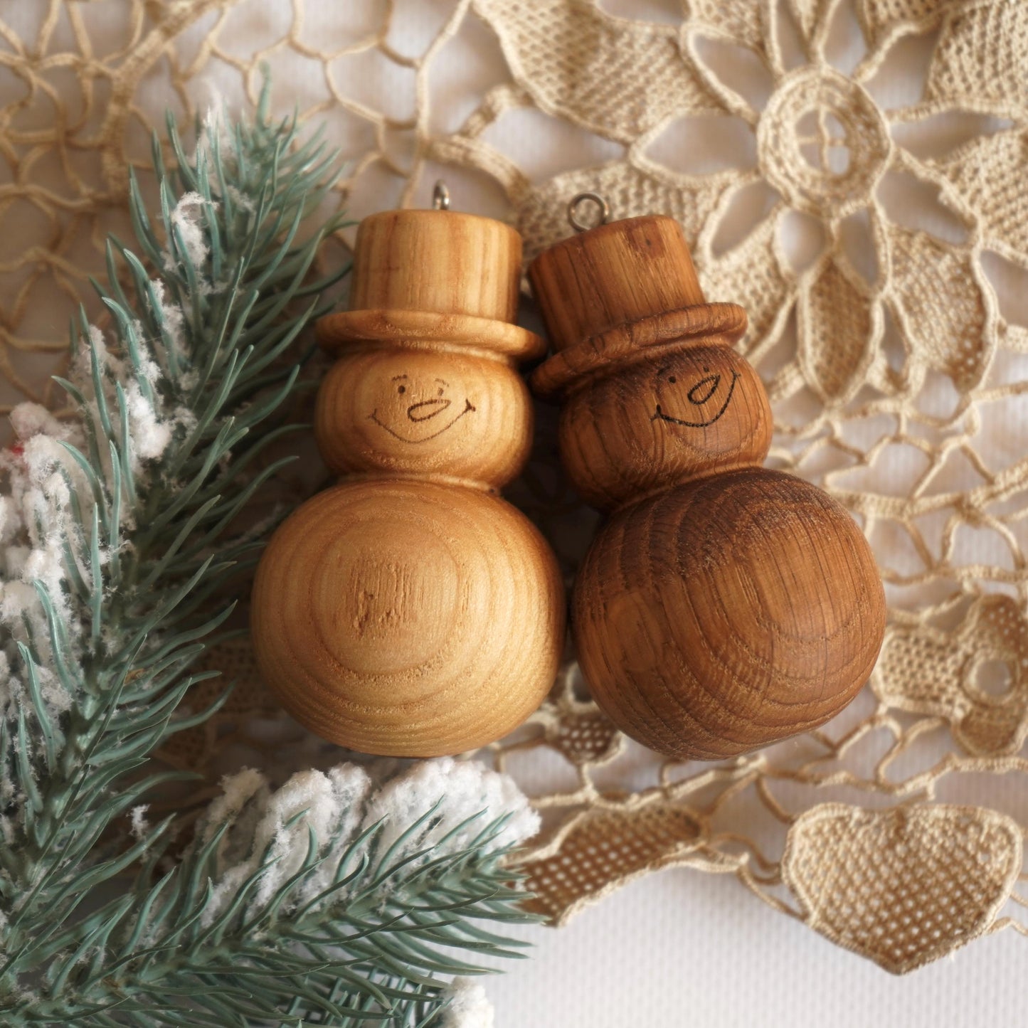 Wooden Christmas Ornaments Set of 10, Rustic Christmas Tree Decorations, Christmas Gift, Scandinavian Holiday Decor, Oak & As