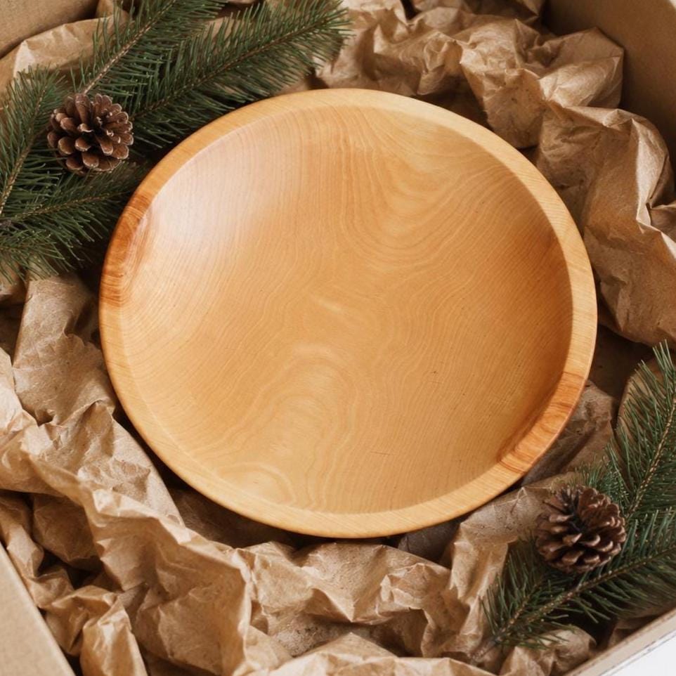 Large Wooden Bowl 13" x 4.3" – Solid Wood Salad Bowl – Dough Mixing Bowl – Rustic Bowl – Christmas Gift, Housewarming Anniver