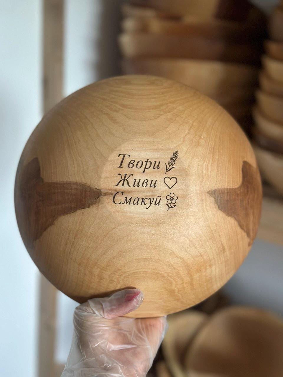 Large Wooden Bowl 13" x 4.3" – Solid Wood Salad Bowl – Dough Mixing Bowl – Rustic Bowl – Christmas Gift, Housewarming Anniver