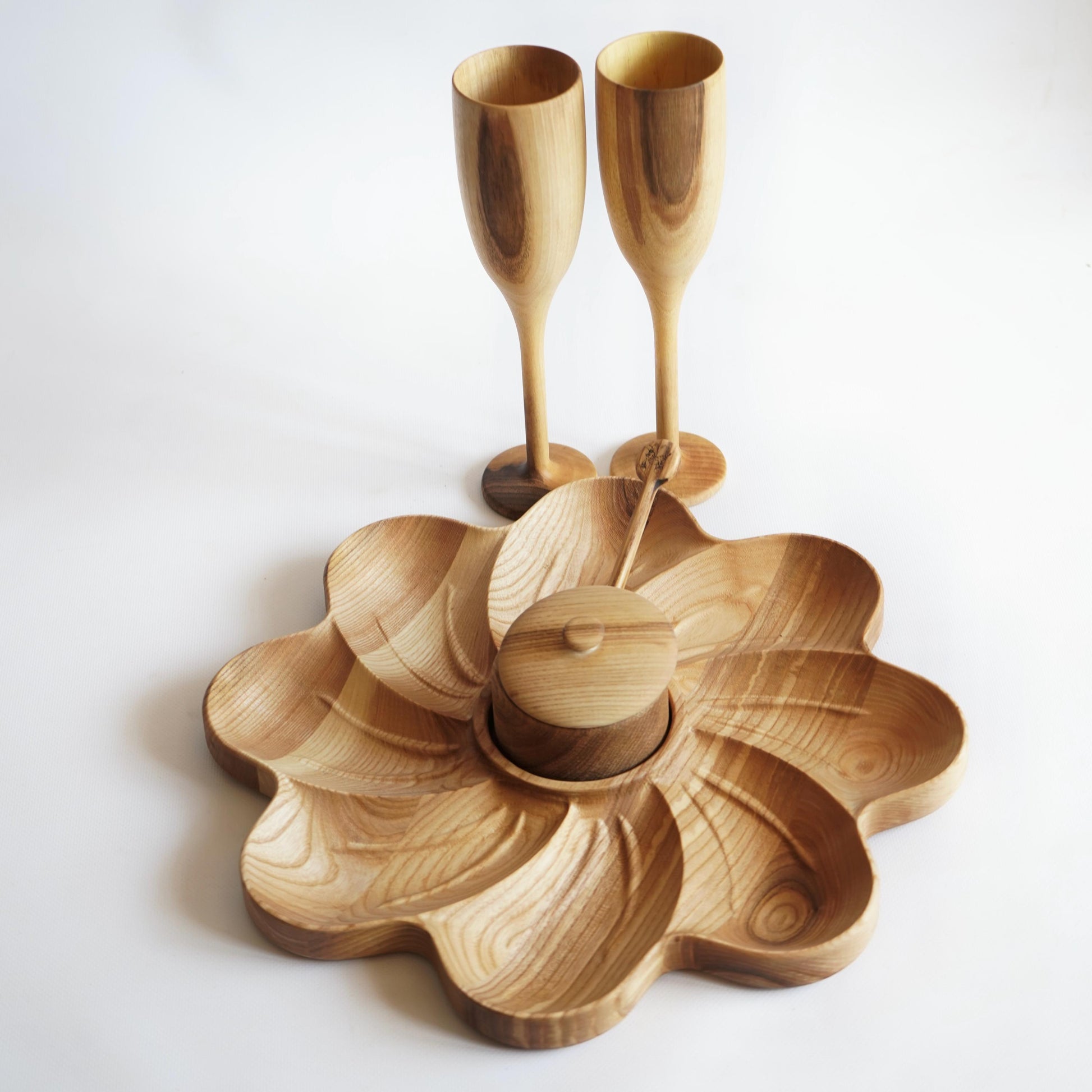 Appetizer Charcuterie Board Set with Walnut Goblets