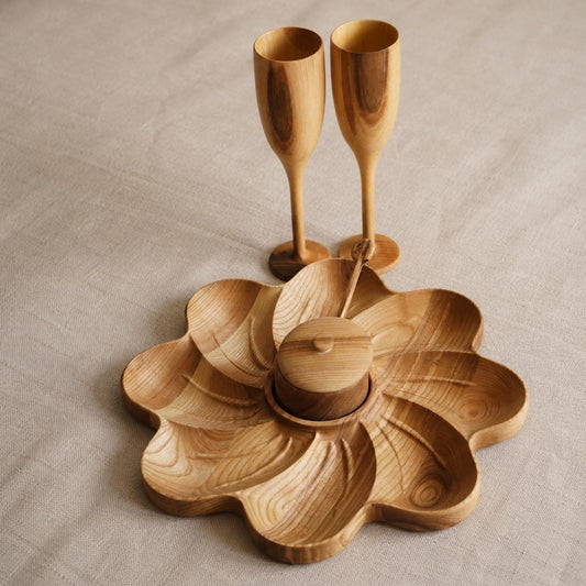 Appetizer Charcuterie Board Set with Walnut Goblets