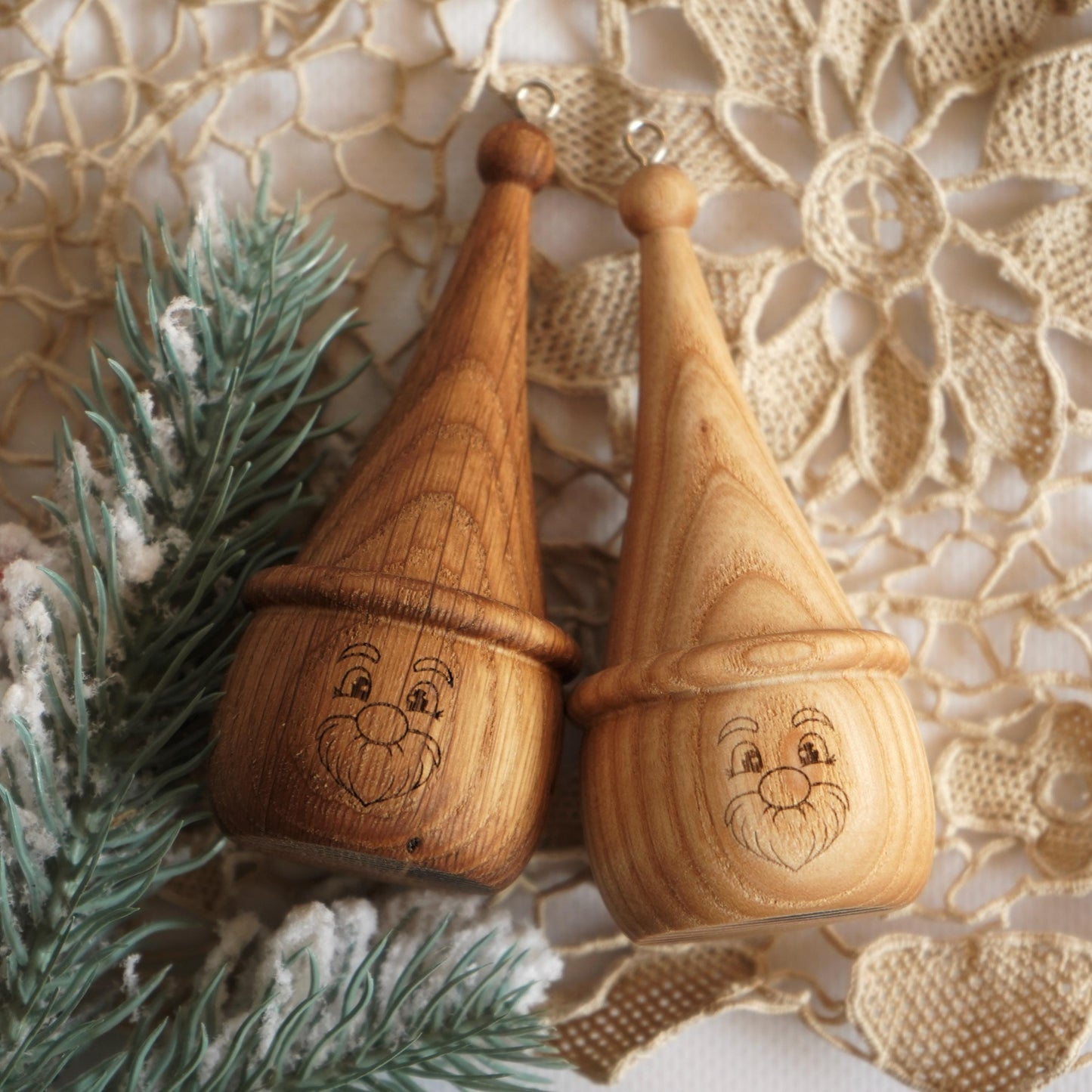 Wooden Christmas Ornaments Set of 10, Rustic Christmas Tree Decorations, Christmas Gift, Scandinavian Holiday Decor, Oak & As