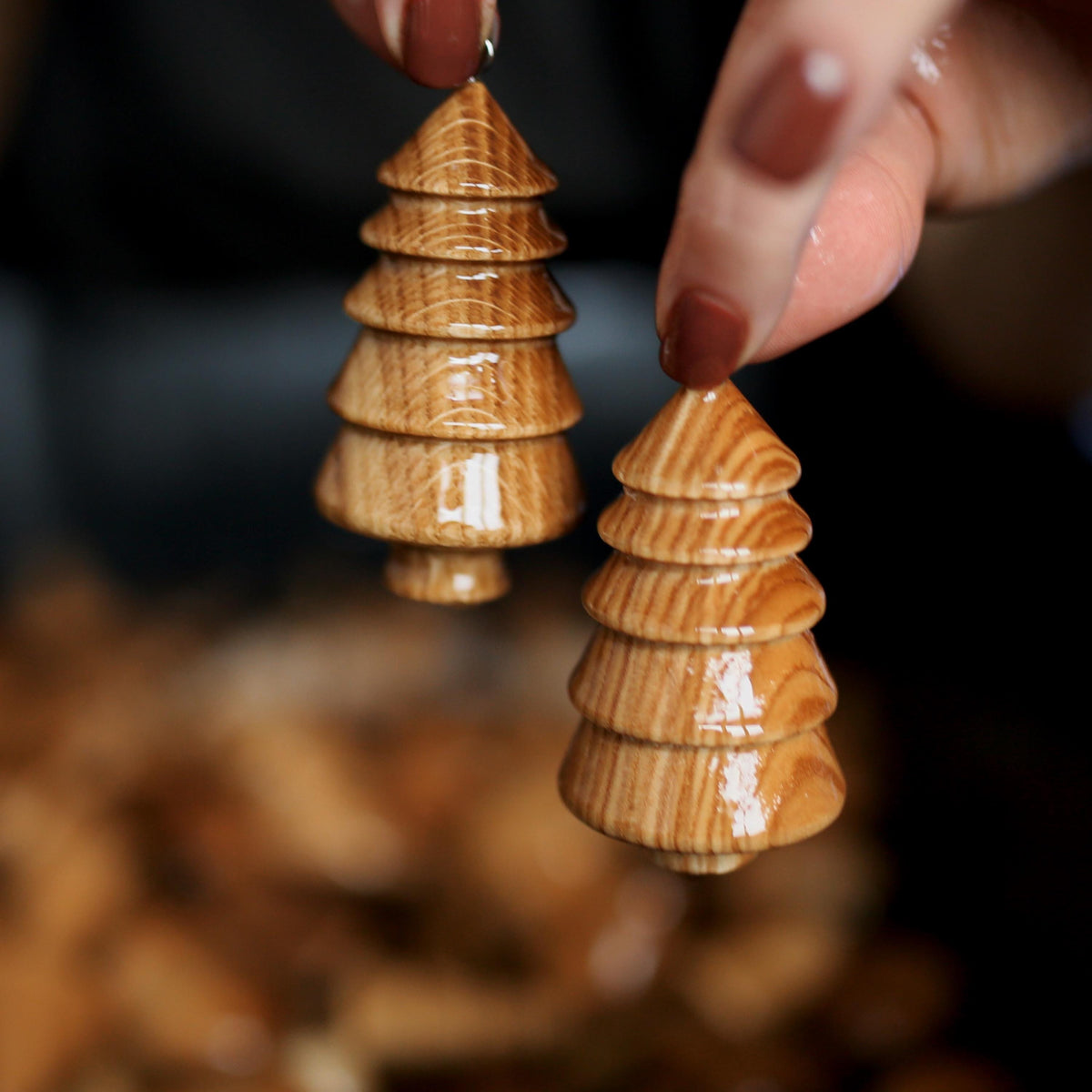 Wooden Christmas Ornaments Set of 10, Rustic Christmas Tree Decorations, Christmas Gift, Scandinavian Holiday Decor, Oak & As