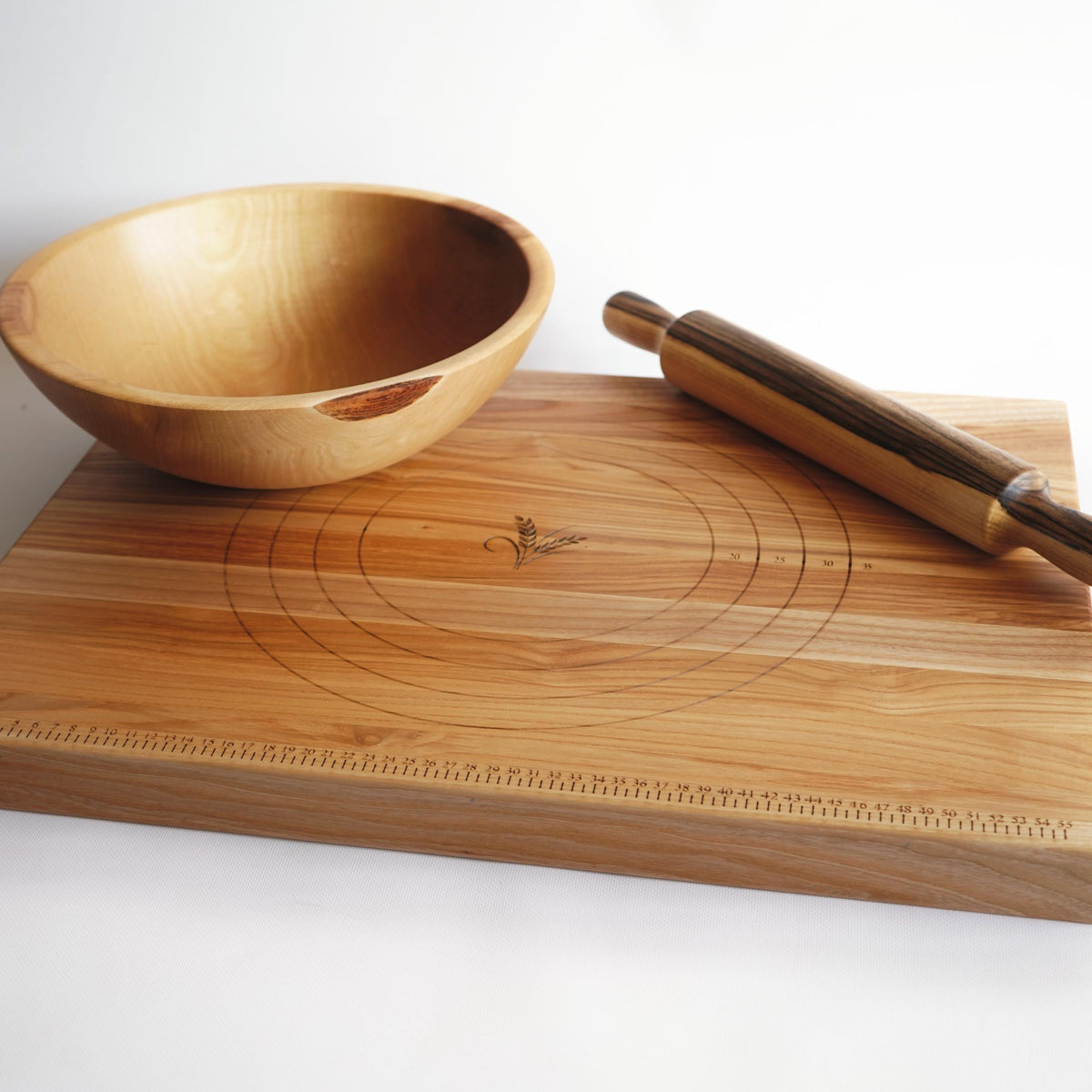 Wooden Dough Bowl Set, Bread Baking Gift, Dough Kneading Bowl, Rolling Pin & Pastry Board Set, Gift for Mom, Baker Gift,  Chr