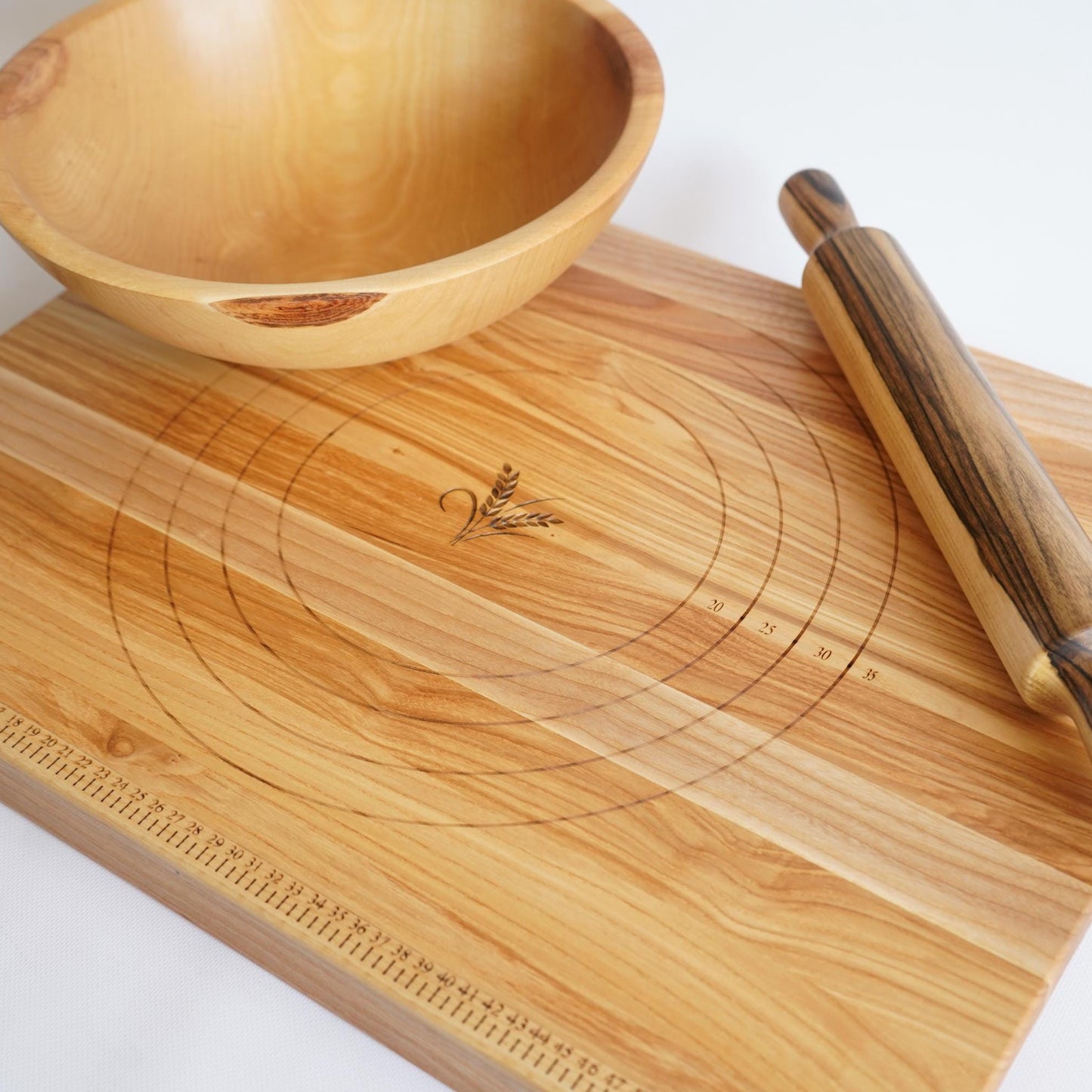 Wooden Dough Bowl Set, Bread Baking Gift, Dough Kneading Bowl, Rolling Pin & Pastry Board Set, Gift for Mom, Baker Gift,  Chr