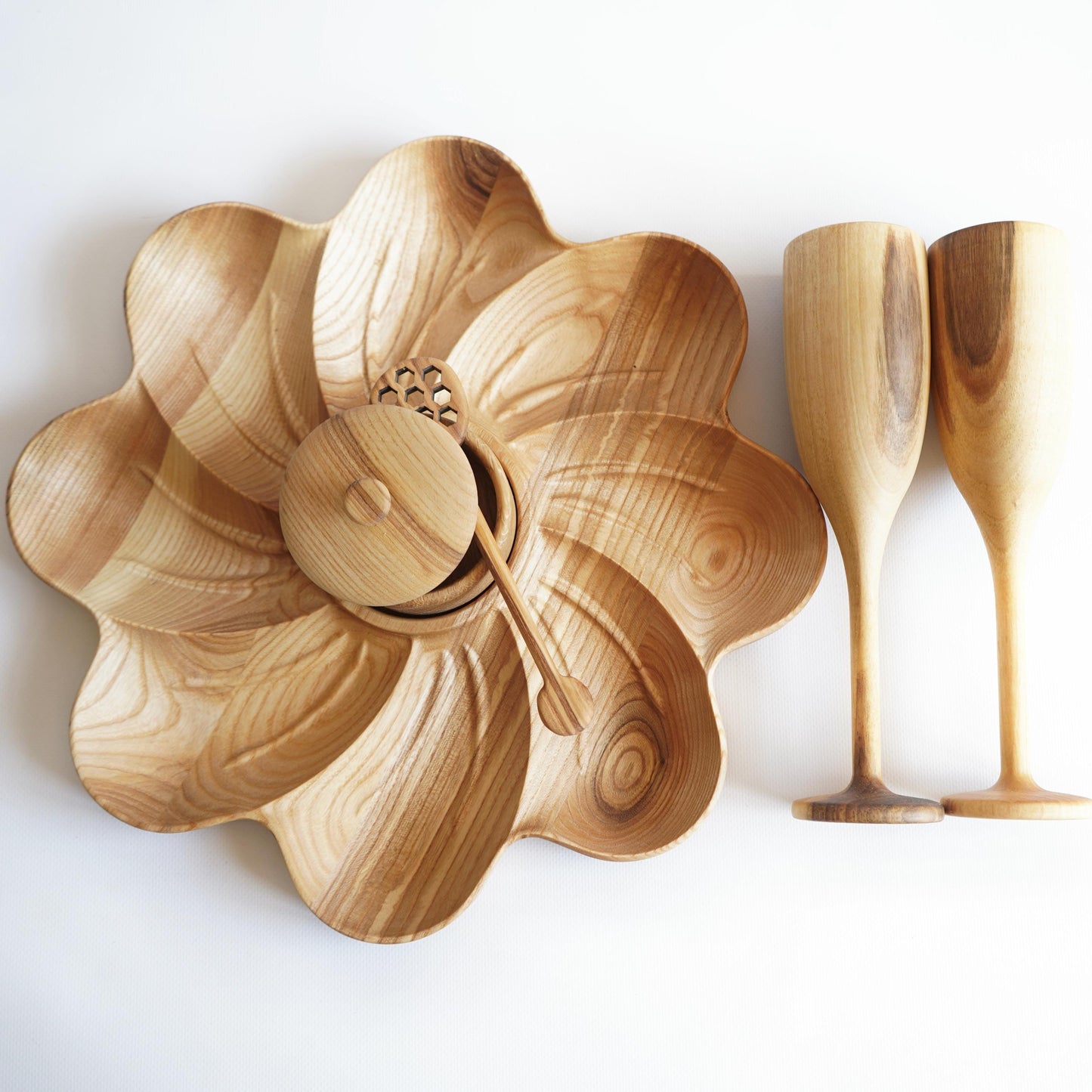 Appetizer Charcuterie Board Set with Walnut Goblets
