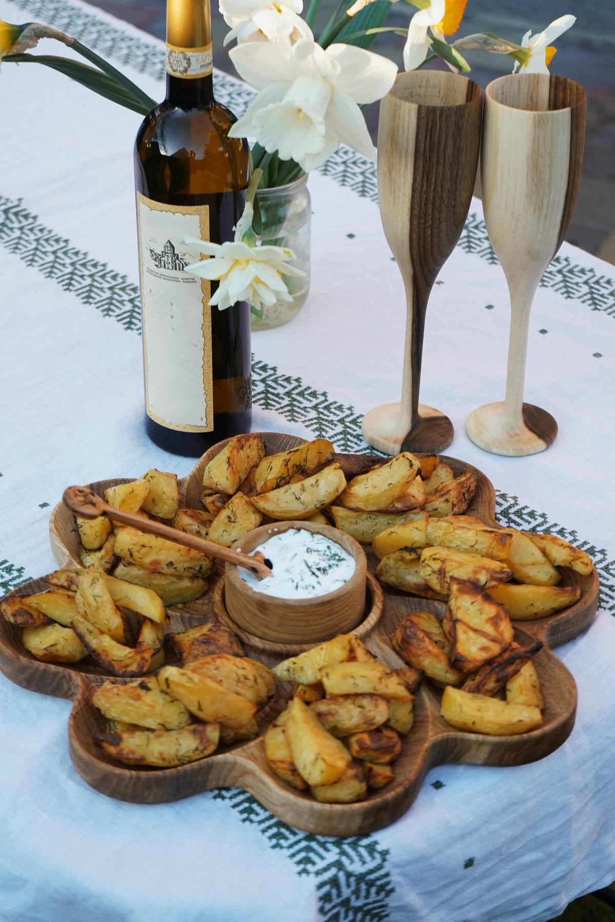 Appetizer Charcuterie Board Set with Walnut Goblets