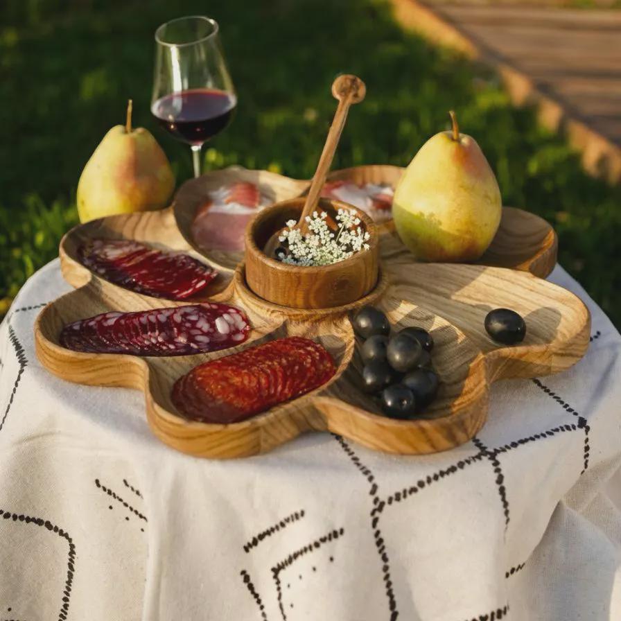 Appetizer Charcuterie Board Set with Walnut Goblets