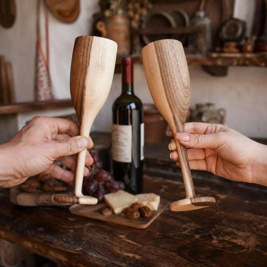 Walnut Wood Champagne 2p.  Flutes – Set of 2 Wooden Wine Goblets, Wedding Gift for Couple, Anniversary Gift, Rustic Wedding Gift