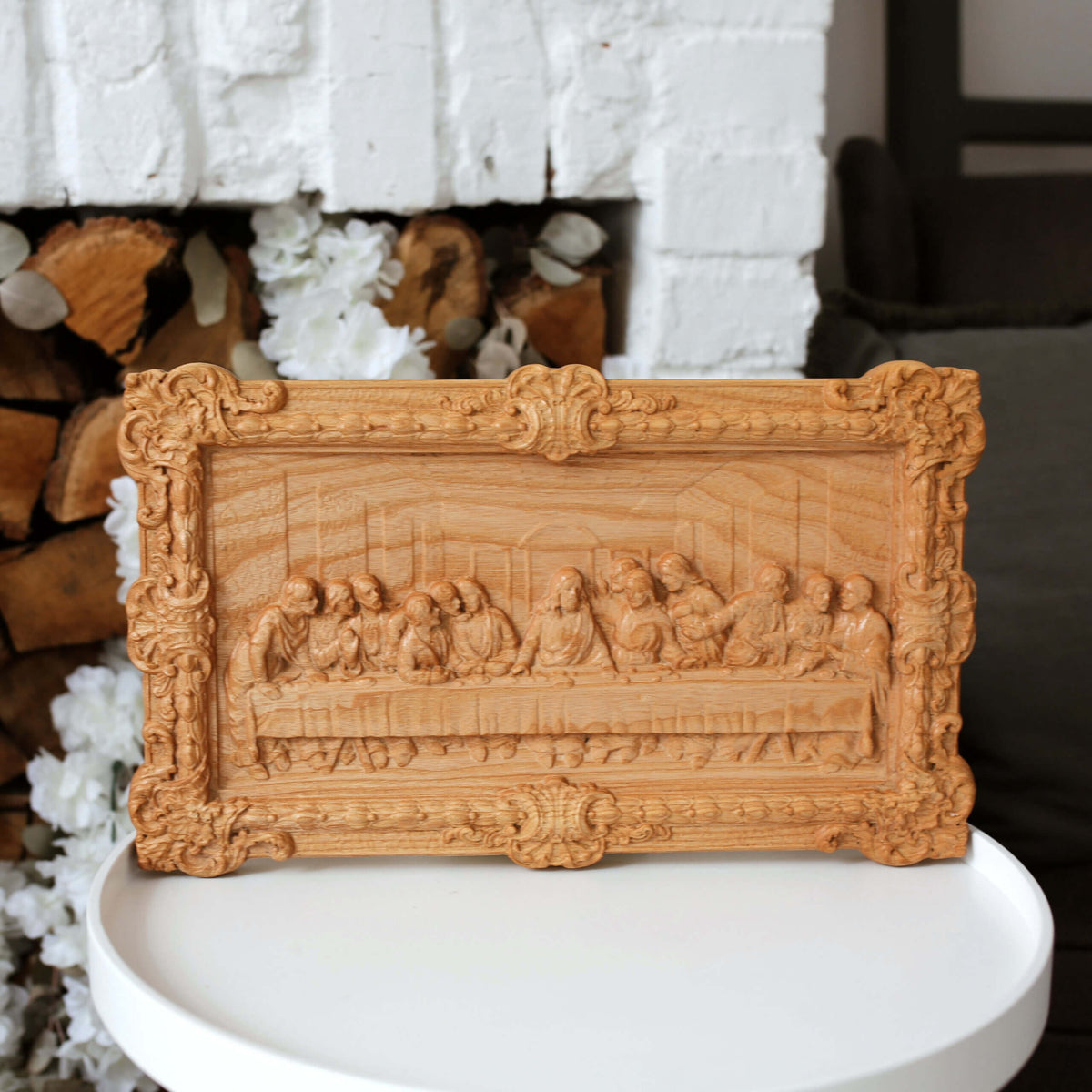 Wooden Last Supper Icon, Ash Wood Christian Wall Decor 38 × 23 cm - image 2