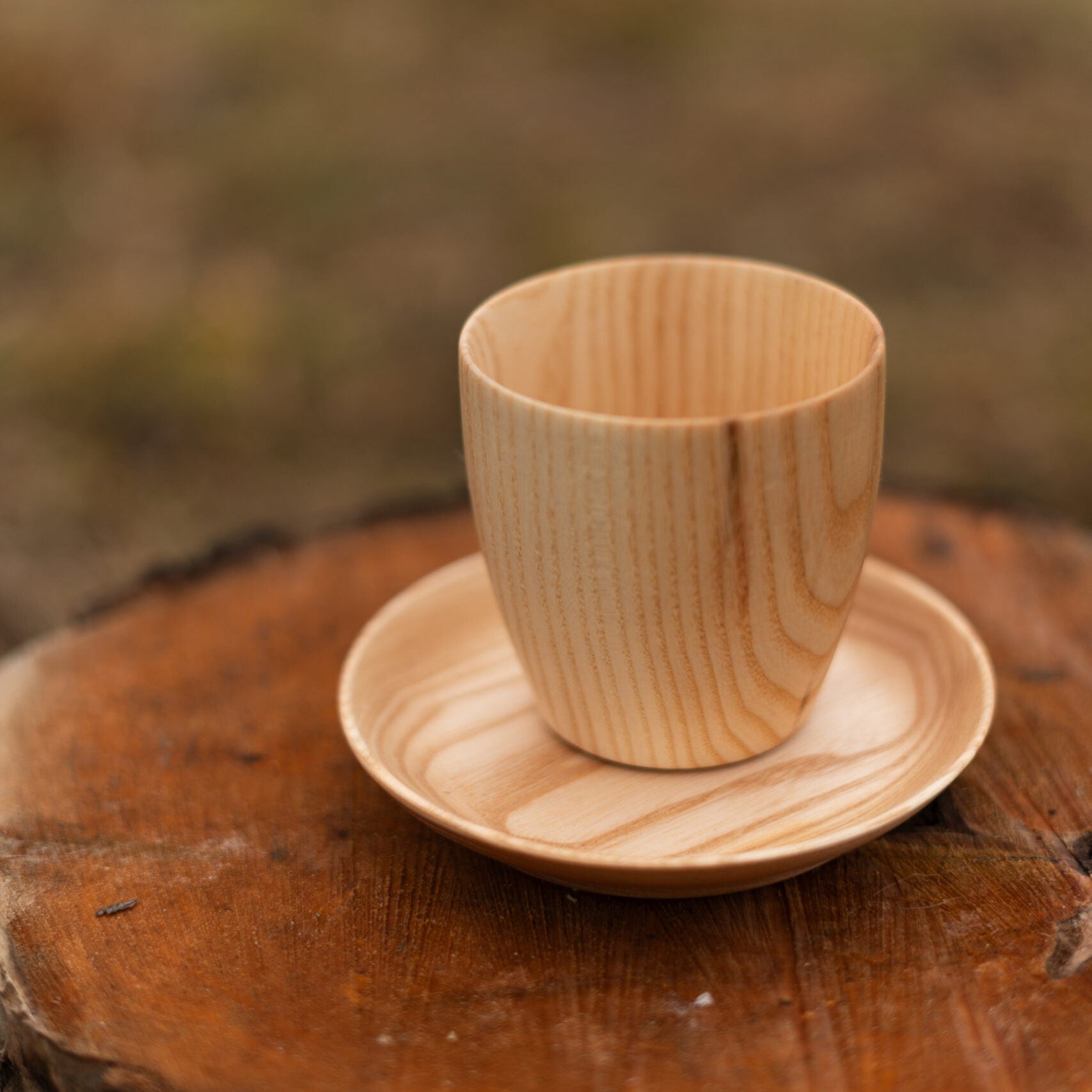 Handmade wooden cup with saucer - image 2