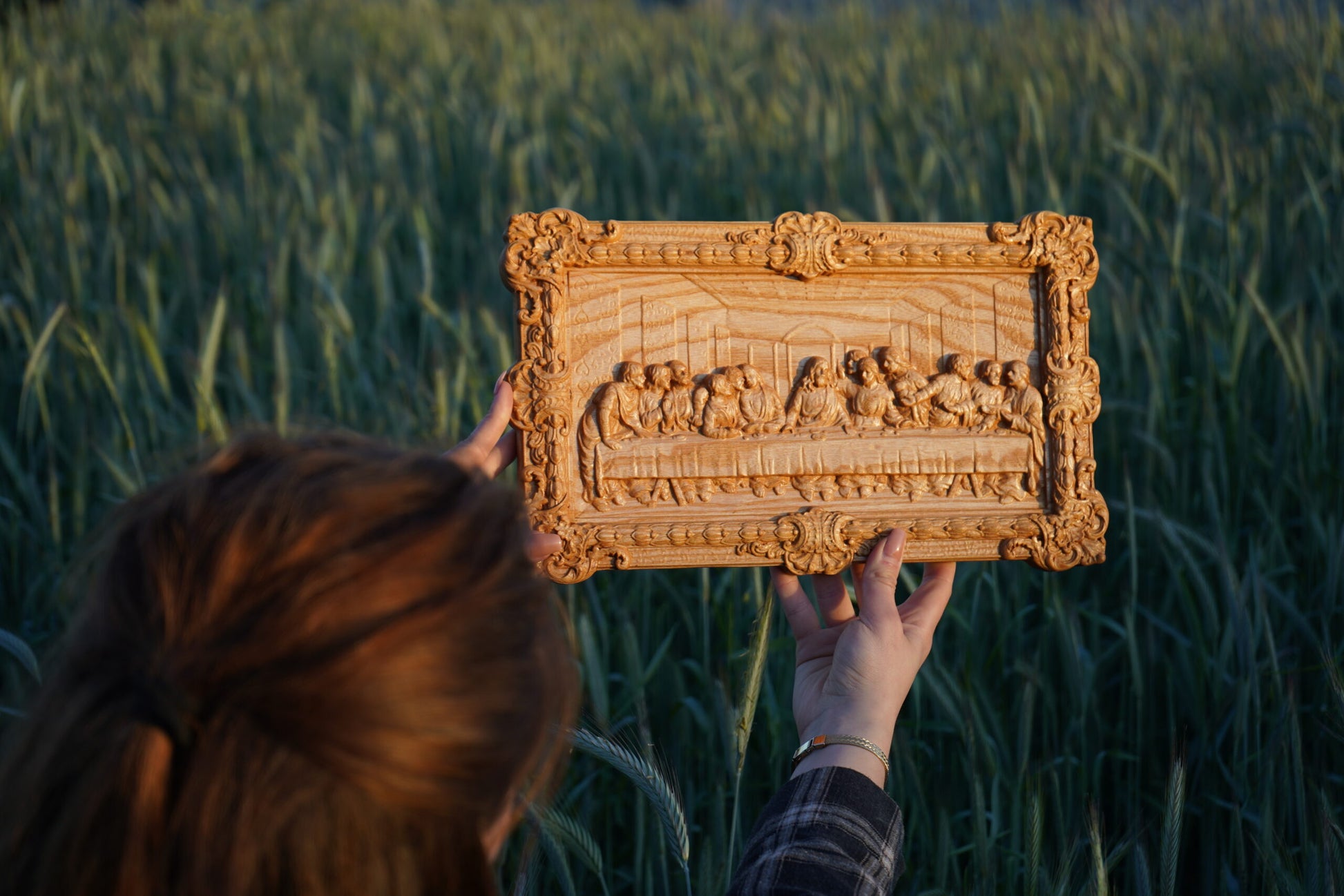 Wooden Last Supper Icon, Ash Wood Christian Wall Decor 38 × 23 cm - image 1