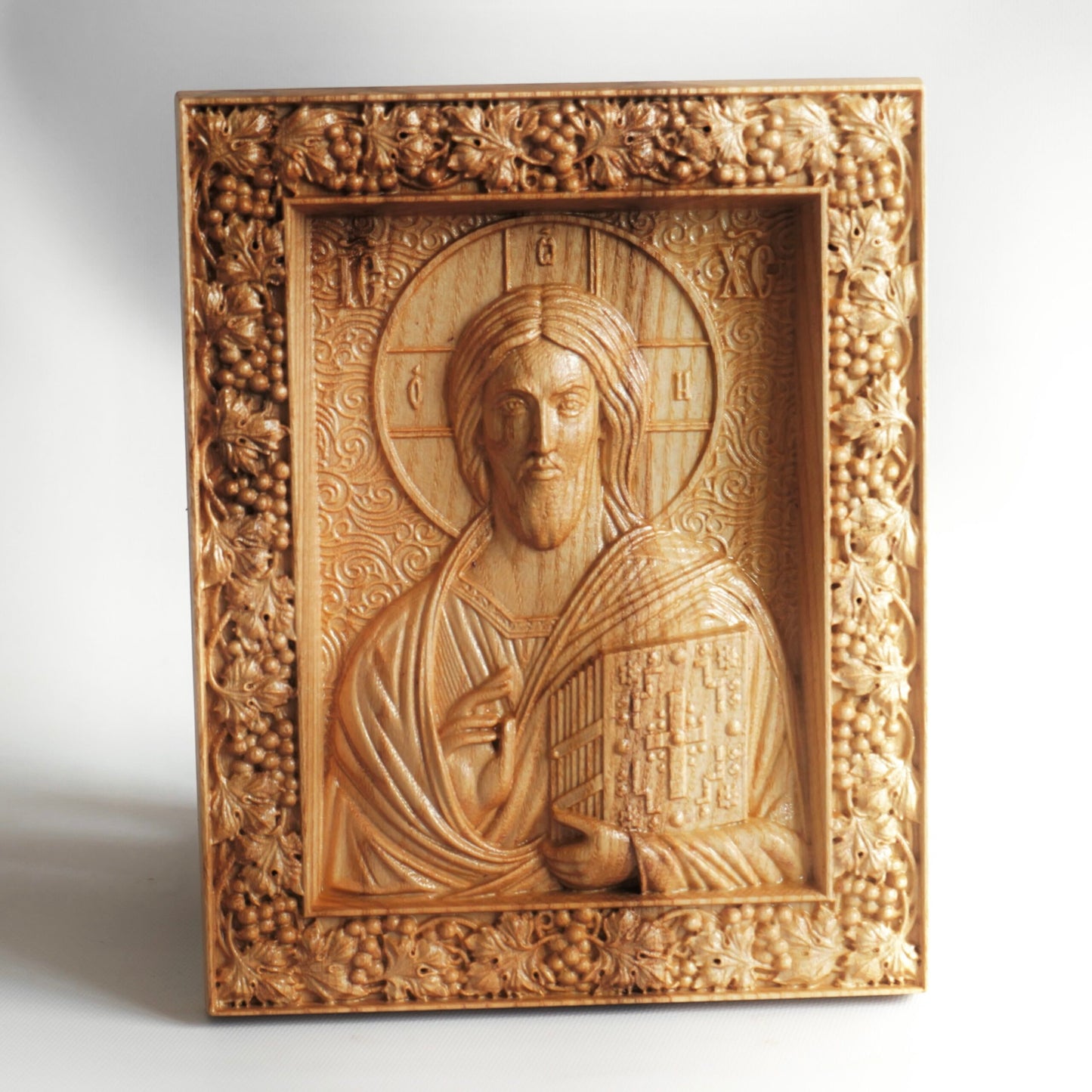 Jesus Christ Pantocrator Wooden Icon, Christian Wall Decor 25 × 20 cm - image 1