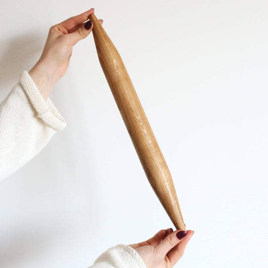 Wooden Dough Rolling Pin in Oak or Ash, 45 cm