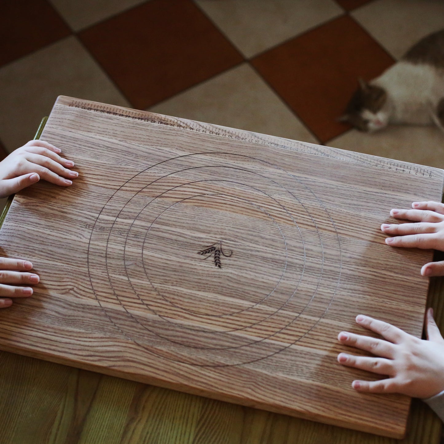 Large handmade wooden board for rolling pastry and bread dough