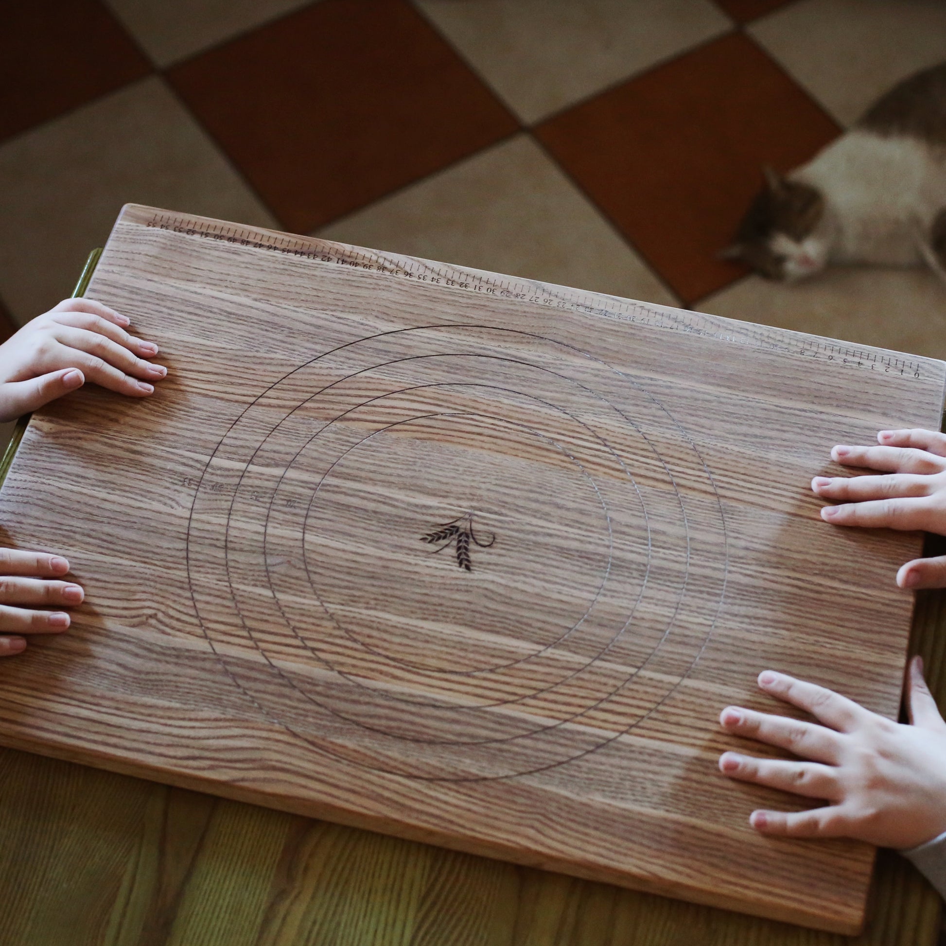 Large handmade wooden board for rolling pastry and bread dough