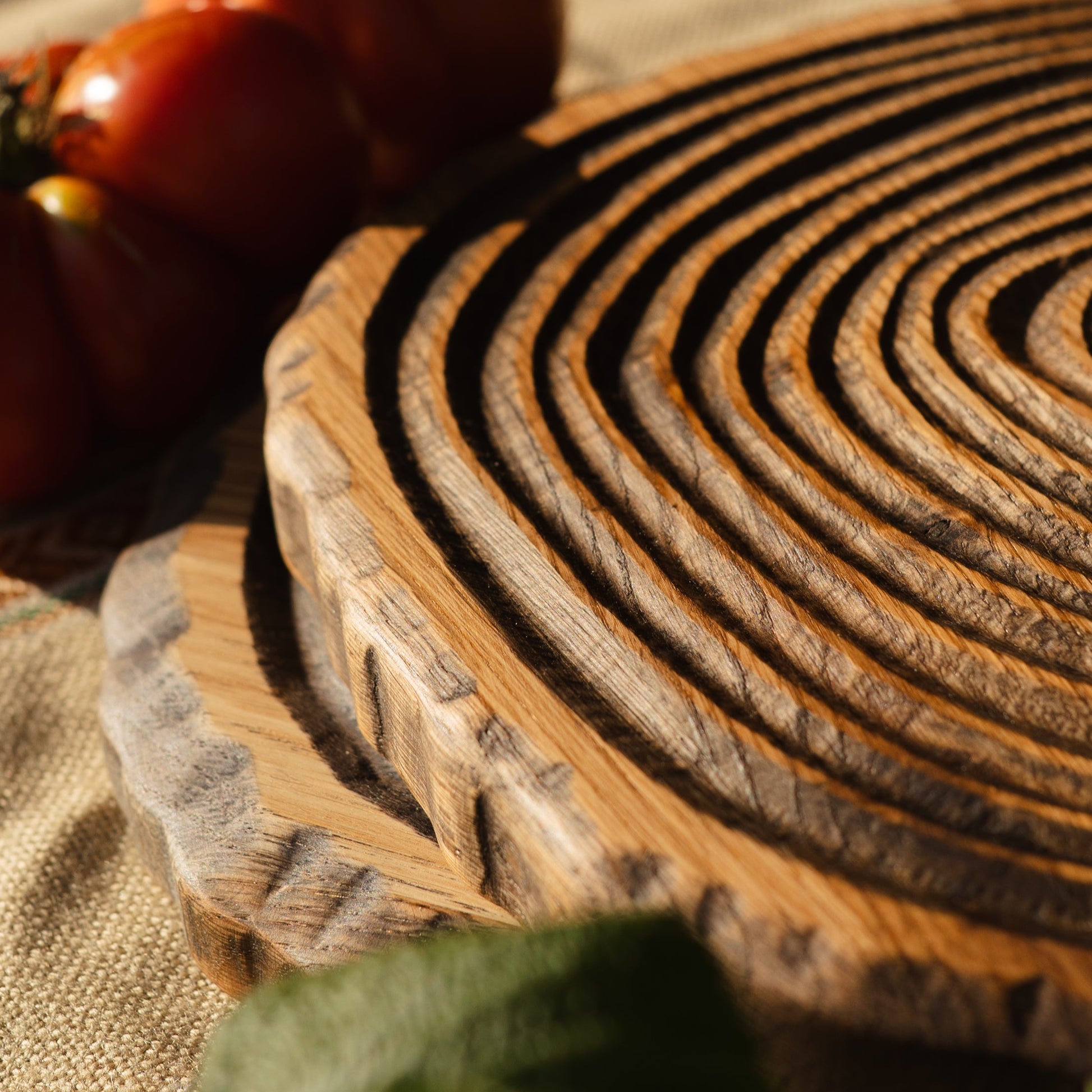 Rustic oak serving board ideal for family dinners or parties