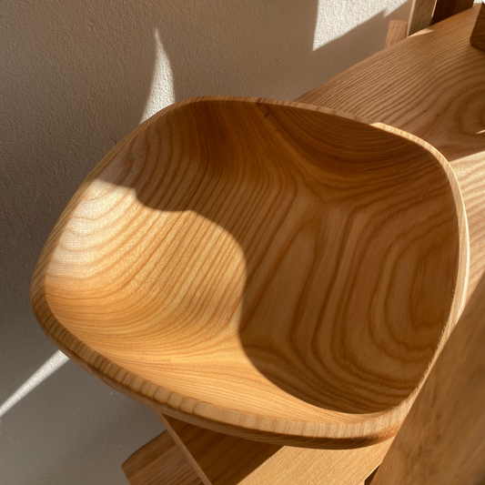 Deep square wooden bowl for fruits, salads, or snacks