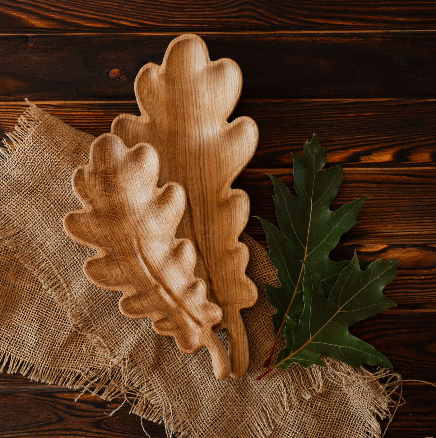 Handmade Oak Leaf Snack Board Festive Serving Decor
