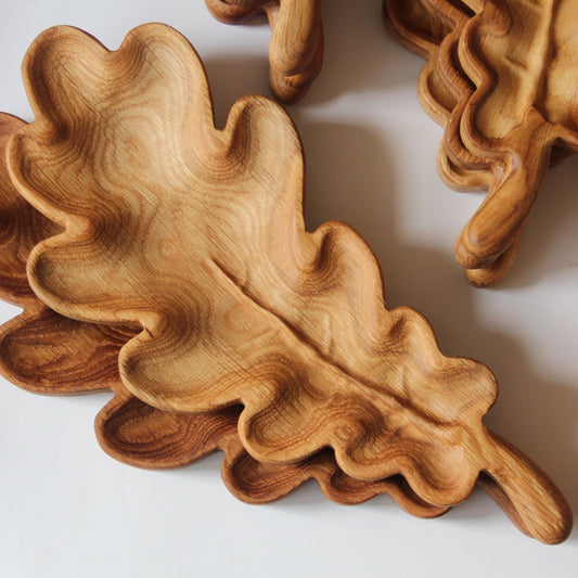 Oak leaf wooden snack tray, perfect Christmas gift and festive serving plate