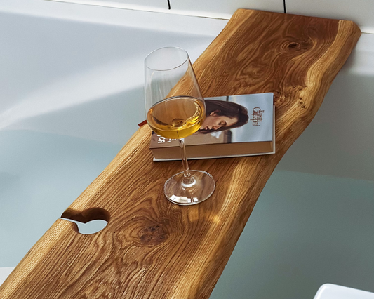 Live Edge Oak Bath Tray Wooden Bathtub Shelf Bathroom Decor Gift