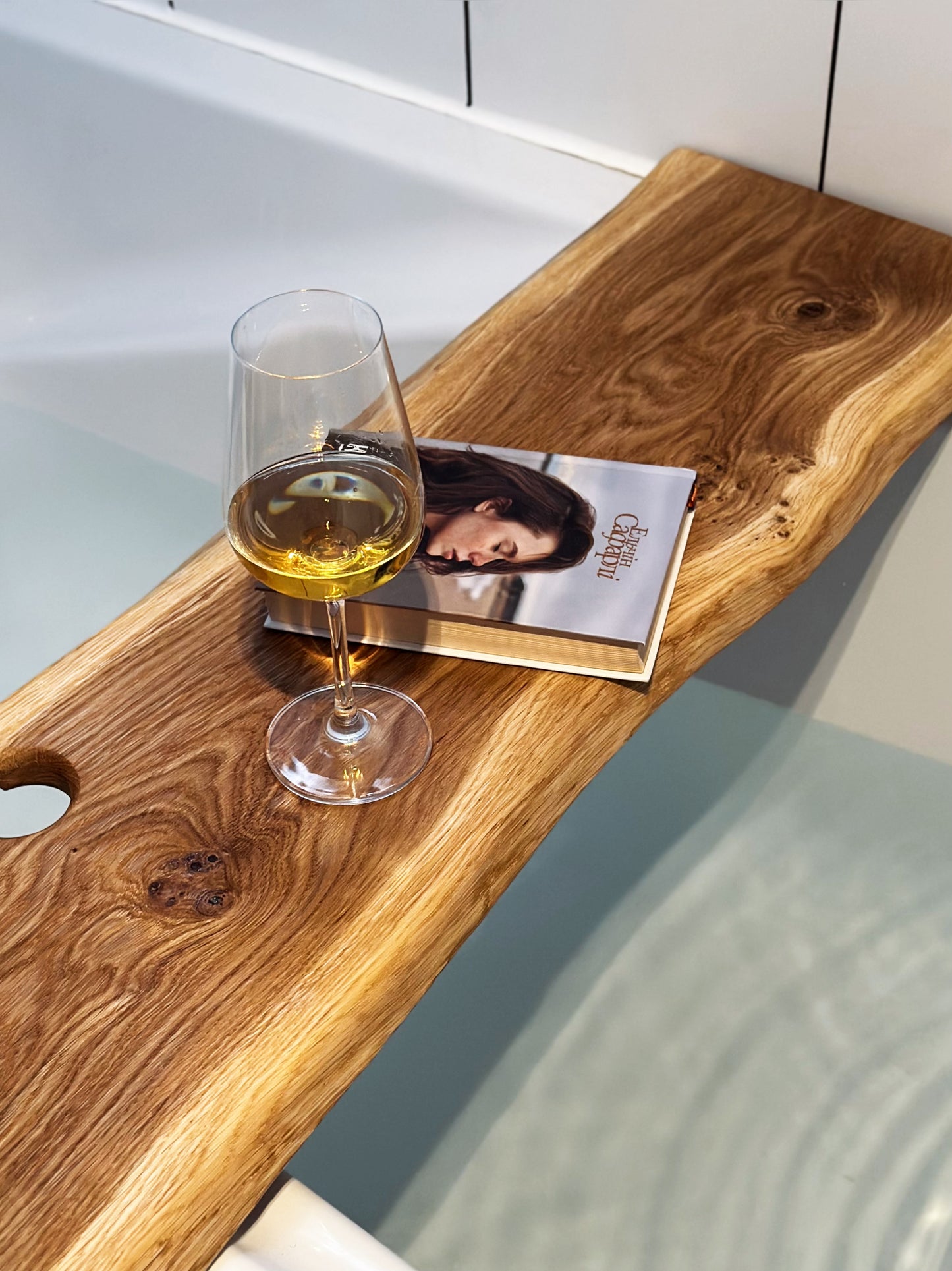 Live Edge Oak Bath Tray Wooden Bathtub Shelf Bathroom Decor Gift