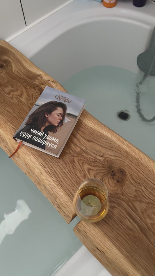 Live Edge Oak Bath Tray Wooden Bathtub Shelf Bathroom Decor Gift