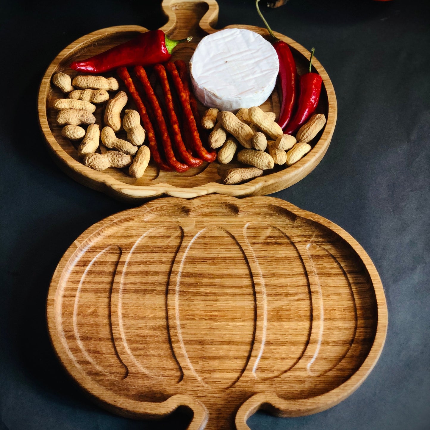 Wooden pumpkin plate eco-friendly handmade kitchen accessory