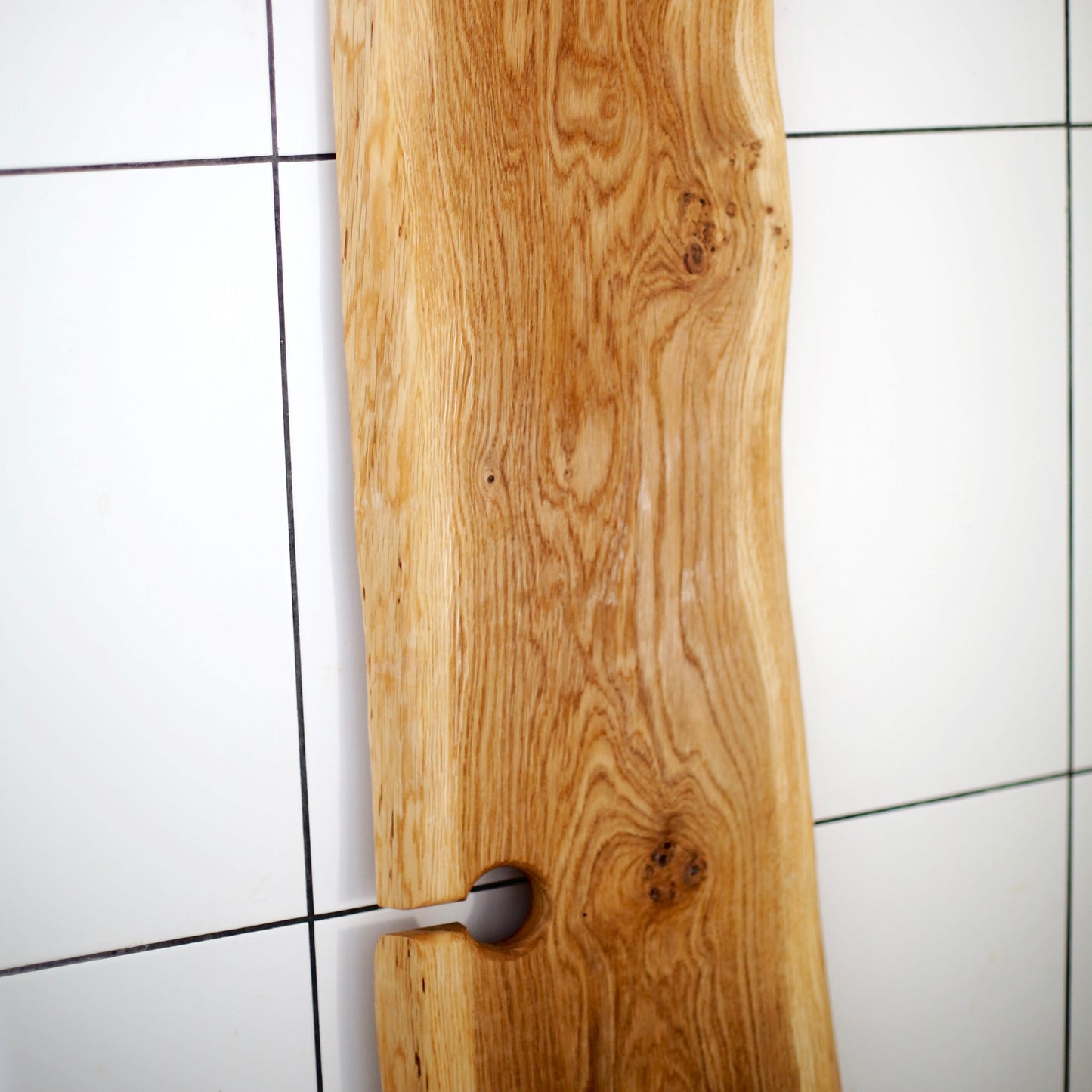 Rustic oak bath caddy fits most tubs, handmade wooden design