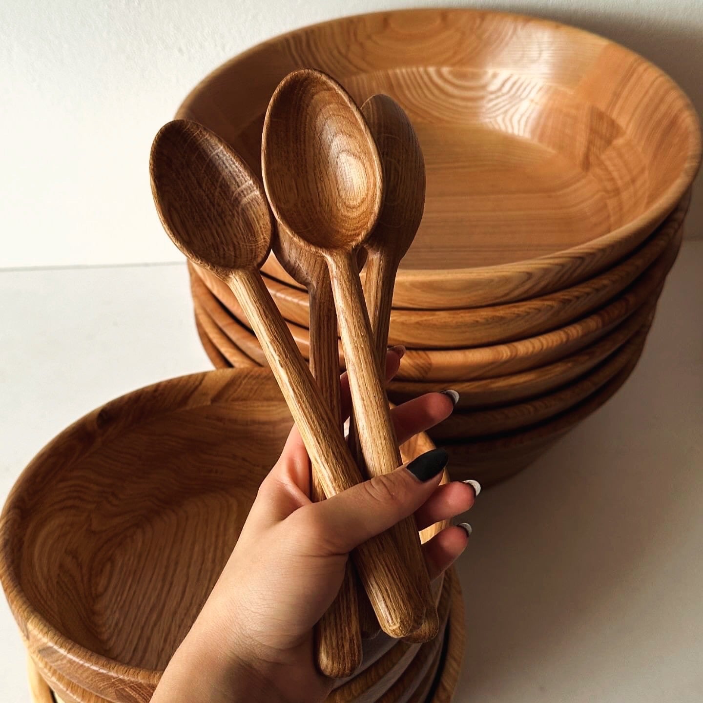 Rustic wooden cooking spoon with natural smooth finish