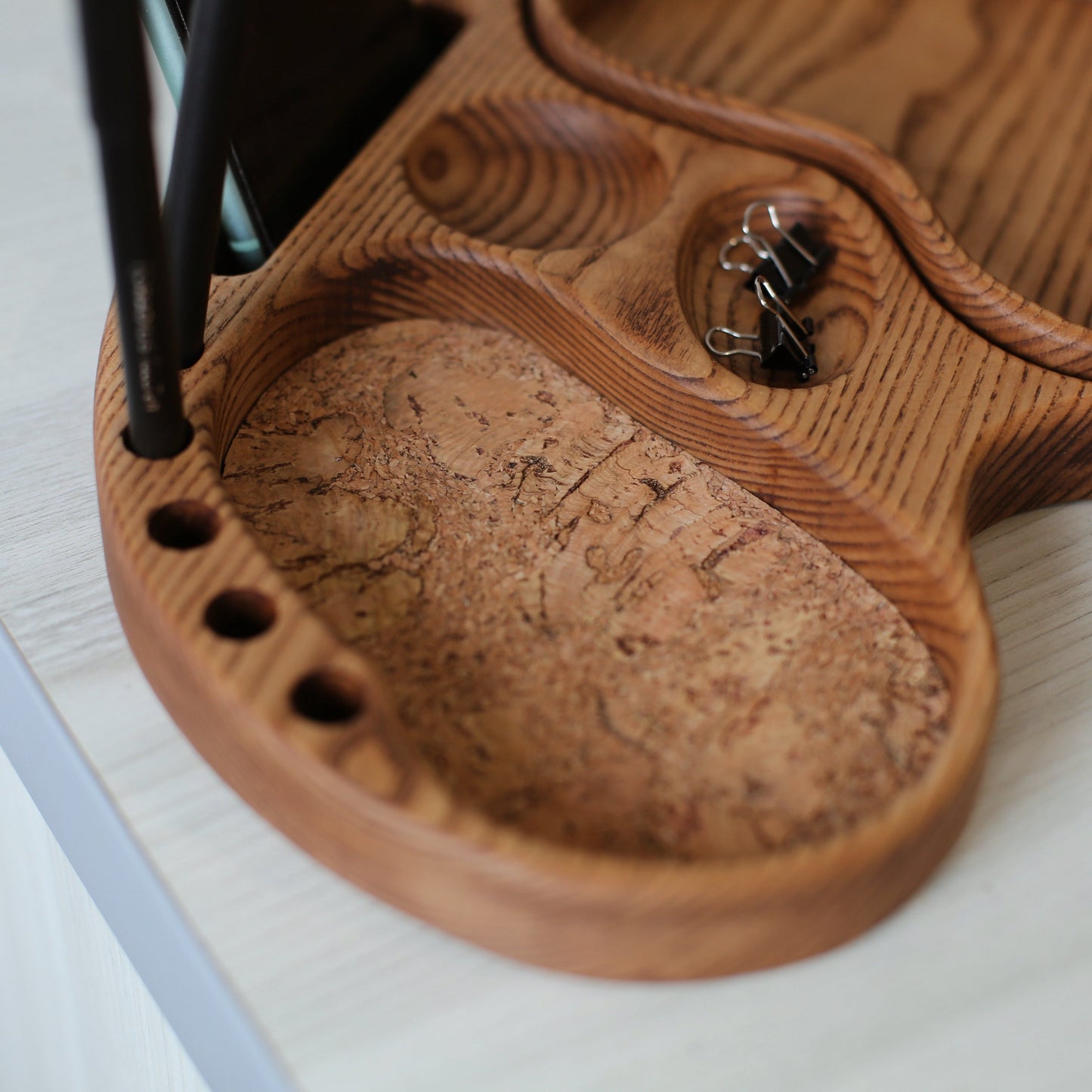 Wooden office desk organizer perfect for men, women, and professionals