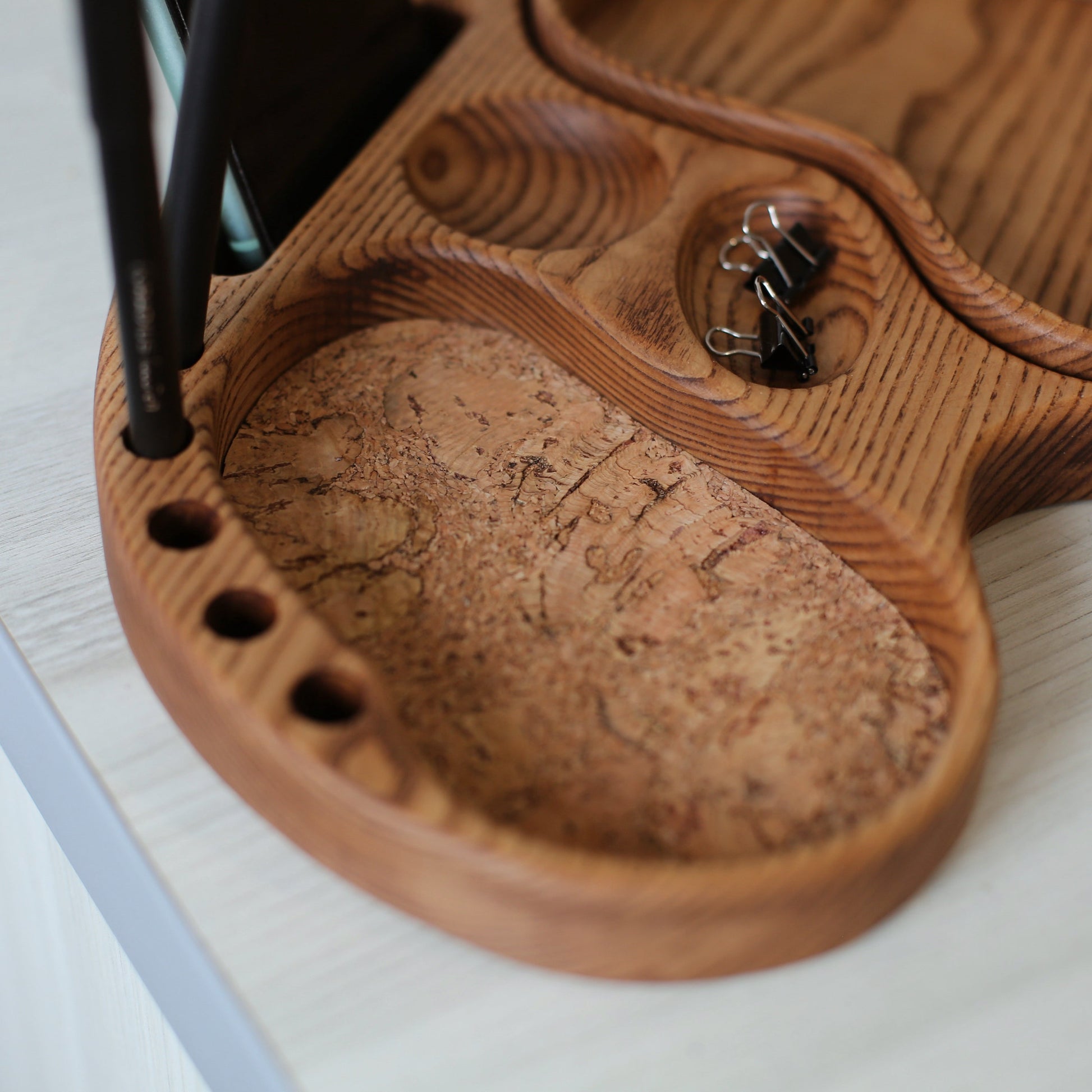 Wooden office desk organizer perfect for men, women, and professionals