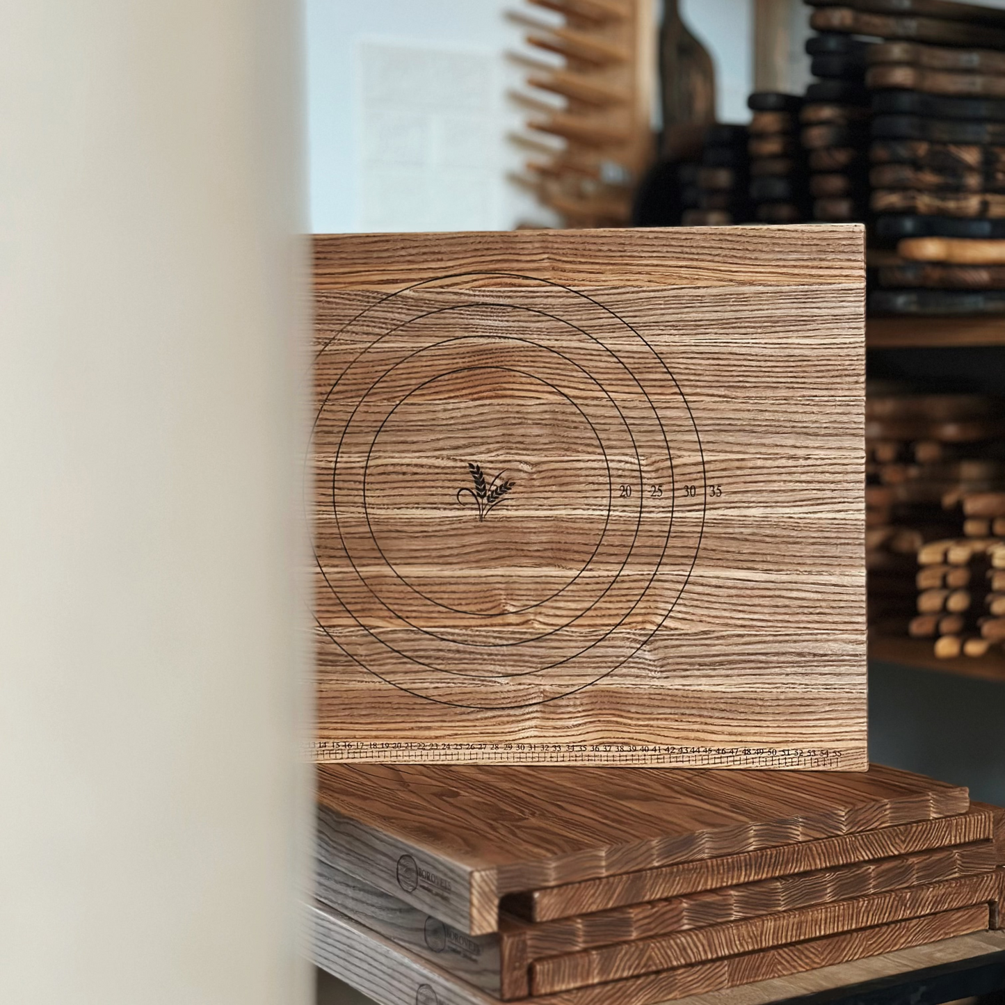 Wooden dough rolling board for baking bread and pastry