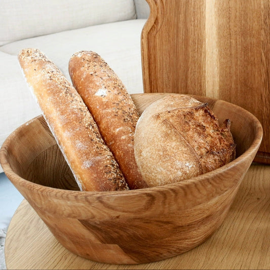 Rustic handmade wooden dough bowl gift for baking lovers