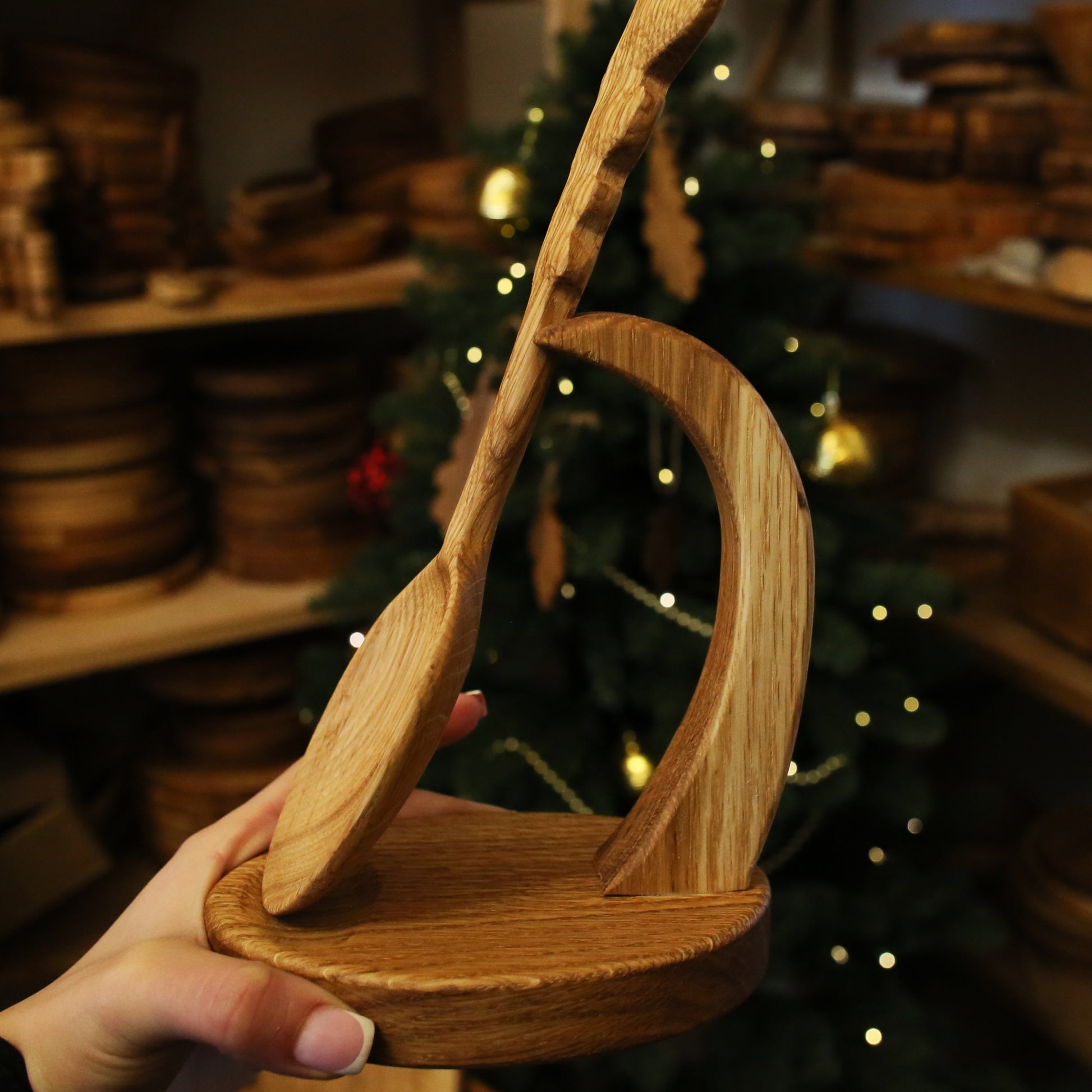 Wooden oak spoon with optional stand – handmade kitchen and dining decor