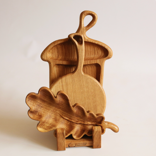 Wooden serving board set Forest with three unique shapes