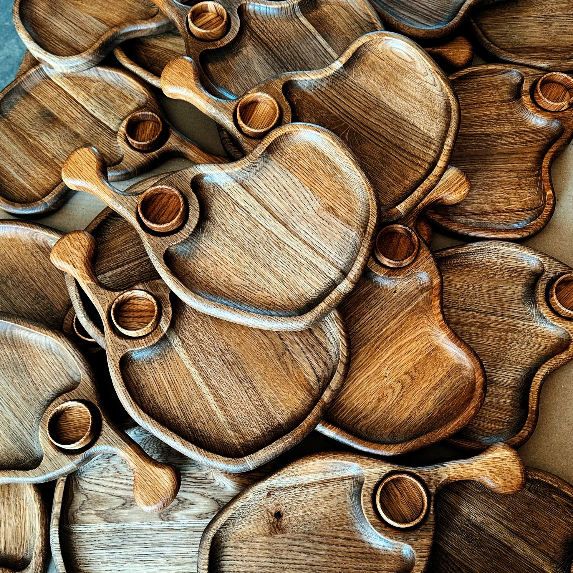 Handcrafted wooden serving plate Bone board with mini plate for sauces